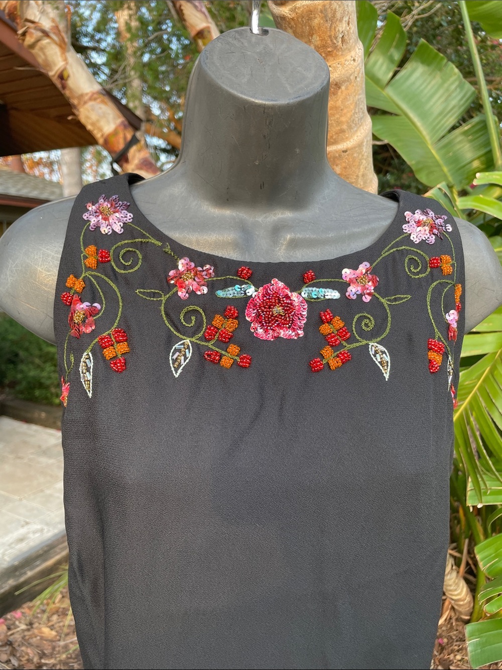 vintage Virgo beaded and sequin floral sheath dress